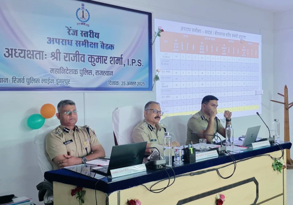 राज्य में जन सुरक्षा और कानून व्यवस्था पर सरकार का बड़ा फोकस — डीजीपी राजीव शर्मा ने डूंगरपुर में उदयपुर रेंज स्तरीय समीक्षा बैठक ली