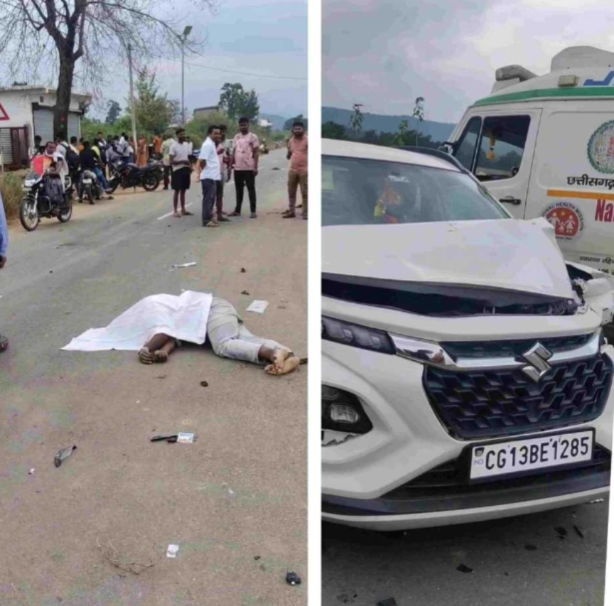 बेकाबू कार की चपेट में आने से तीन लोगों की दर्दनाक मौत — धरमजयगढ़ थाना क्षेत्र में हादसा