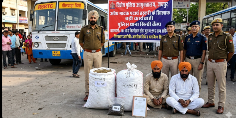 जयपुर पुलिस की बड़ी कार्रवाई: सिंधी कैंप में 40 किलो डोडा चूरा और अफीम के साथ पंजाब के दो तस्कर गिरफ्तार