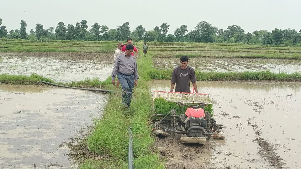 खेत में हो रही बोवनी का उपसंचालक कृषि ने किया निरीक्षण