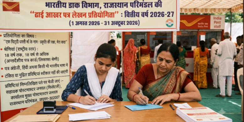 भारतीय डाक विभाग (राजस्थान परिमंडल) ने शुरू की ‘ढाई आखर पत्र लेखन प्रतियोगिता 2026-27’